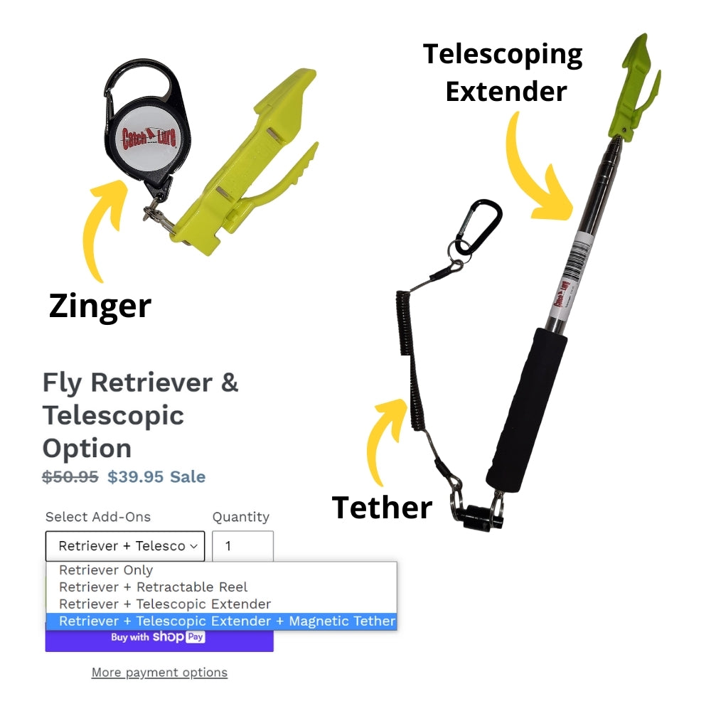 Fishing Lure Retriever for Above Water snags Including The, 40 Foot Tether  with Swivel Clasp, and Vehicle Sticker